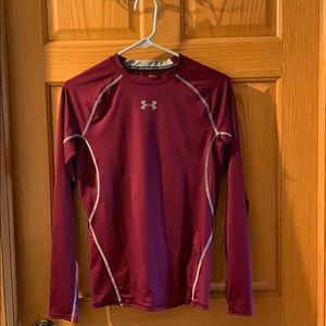 Maroon long sleeve under armour compression shirt